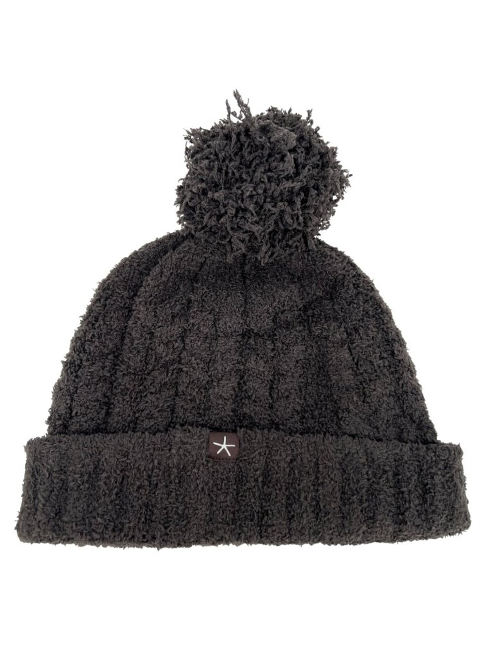 Barefoot Dreams CozyChic Cable Beanie Pom Pom Dark Brown NWT Minimalist Cozy